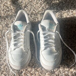 Adidas White and Teal Classic Sneakers